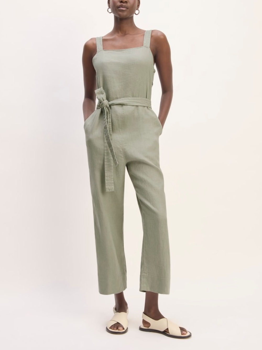 Everlane The Linen Side Button Jumpsuit, 100% European Flax Linen, Cottagecore